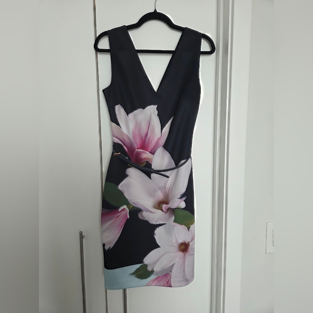 Ted Baker Floral Navy and Pink Dress